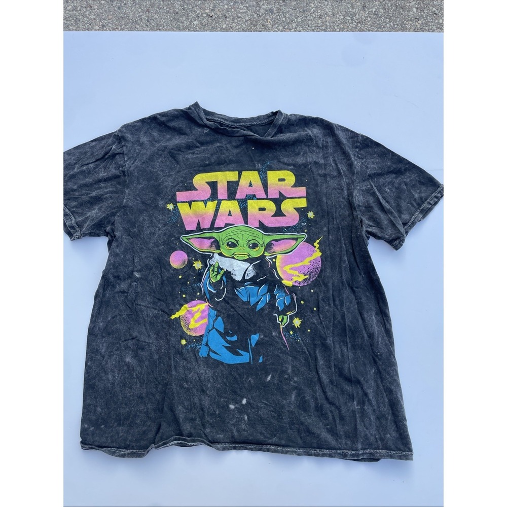Vintage 90s Star Wars Grogu Graphic  Tee T-Shirt Sz XL Tie Dye